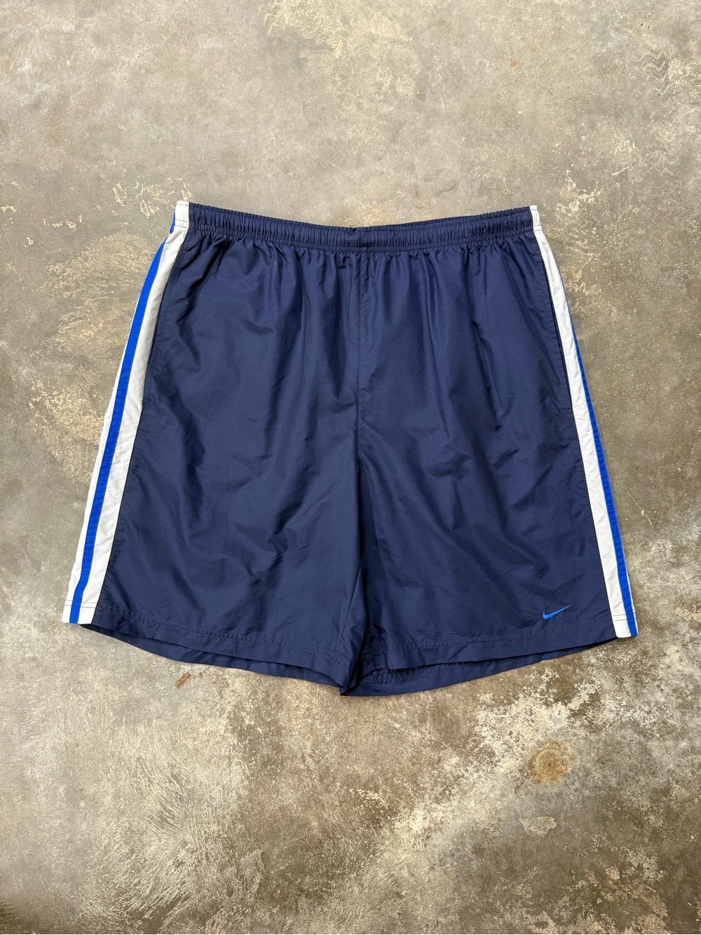 Vintage Y2K Nike Swim Trunks Men XXL Navy Nylon Side Stripe